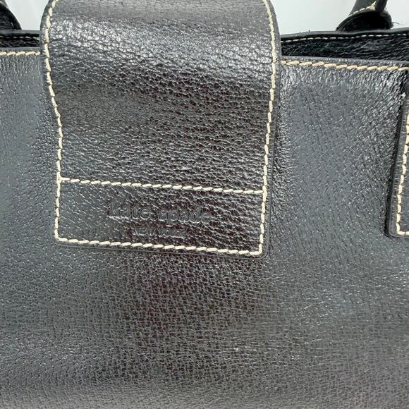 Vintage Kate Spade Black Shoulder Bag Purse Gold Hardware Striped Interior - Picture 4 of 16